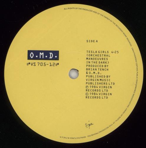 Orchestral Manoeuvres In The Dark Tesla Girls 12" vinyl single (12 inch record / Maxi-single) UK OMD12TE45006