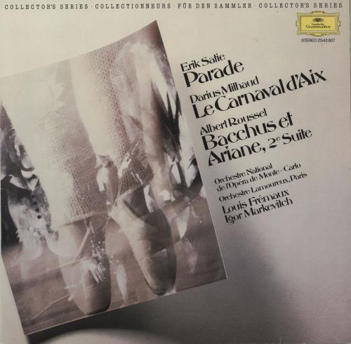 Orchestre De L'Opera De Monte Carlo Satie: Parade / Milhaud: Le Carnaval D'Aix / Roussel: Bacchus Et Ariane vinyl LP album (LP record) German O1CLPSA753528