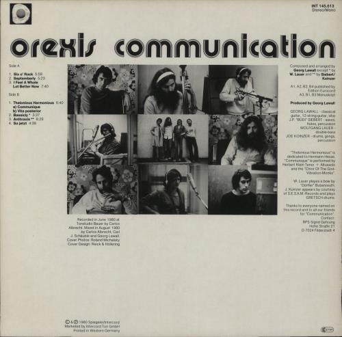 Orexis Communication vinyl LP album (LP record) German ZZSLPCO894373