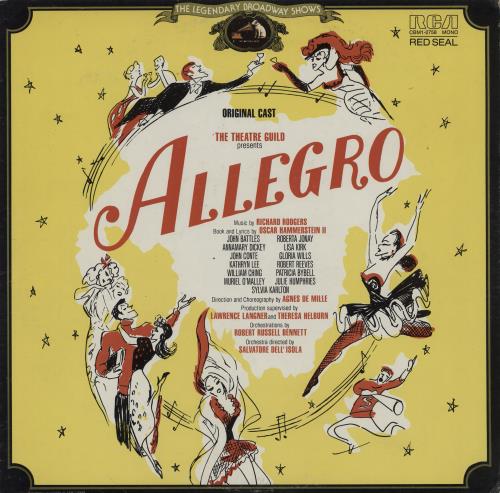 Original Cast Recording Allegro - promo stamped vinyl LP album (LP record) UK 1OCLPAL761980
