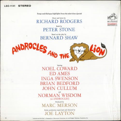 Original Cast Recording Androcles And The Lion vinyl LP album (LP record) US 1OCLPAN512979