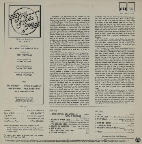 Original Cast Recording Boy Meets Boy vinyl LP album (LP record) US 1OCLPBO762010