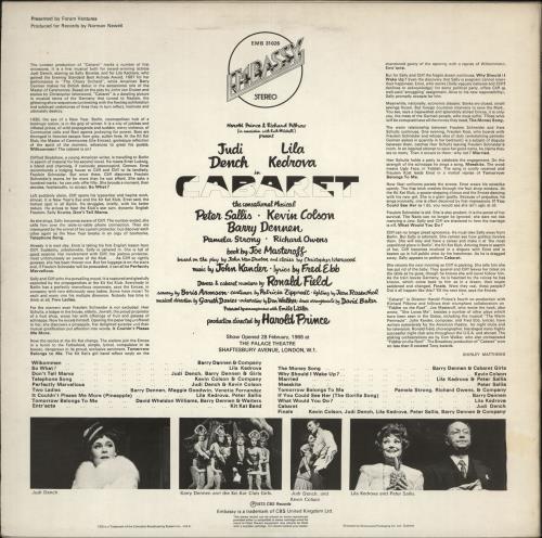 Original Cast Recording Cabaret vinyl LP album (LP record) UK 1OCLPCA712146