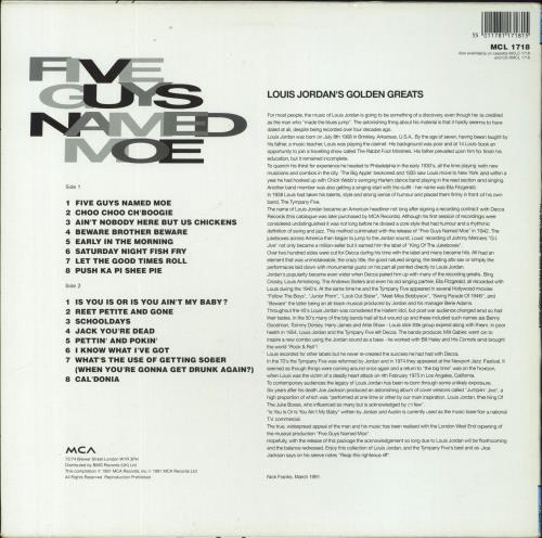 Original Cast Recording Five Guys Named Moe vinyl LP album (LP record) UK 1OCLPFI828306