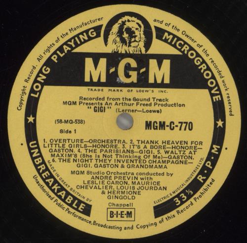 Original Cast Recording Gigi - 1st vinyl LP album (LP record) UK 1OCLPGI878180