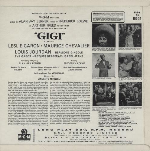 Original Cast Recording Gigi vinyl LP album (LP record) UK 1OCLPGI754205