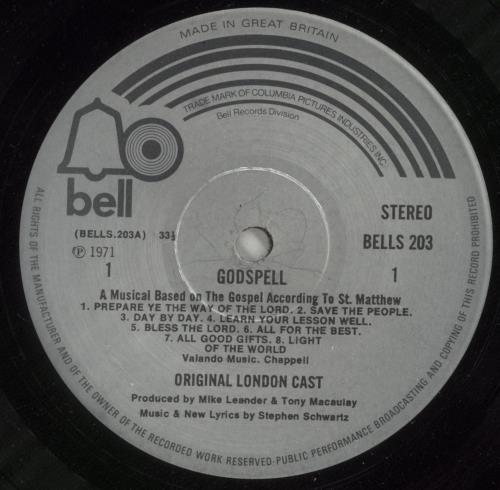 Original Cast Recording Godspell vinyl LP album (LP record) UK 1OCLPGO660567