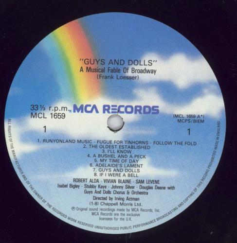 Original Cast Recording Guys & Dolls vinyl LP album (LP record) UK 1OCLPGU827352