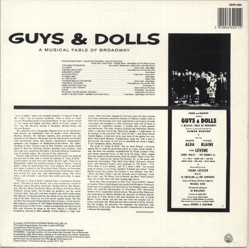 Original Cast Recording Guys And Dolls vinyl LP album (LP record) UK 1OCLPGU689080