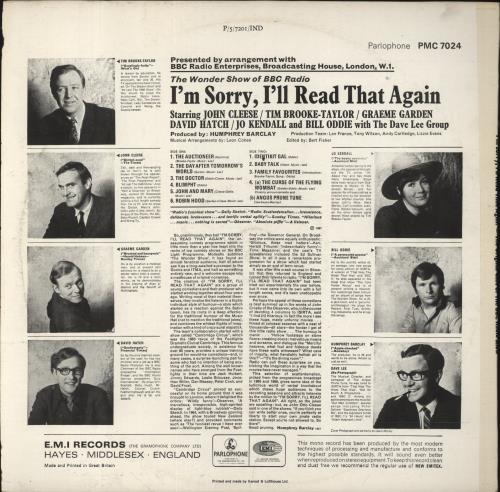 Original Cast Recording I'm Sorry, I'll Read That Again vinyl LP album (LP record) UK 1OCLPIM611911