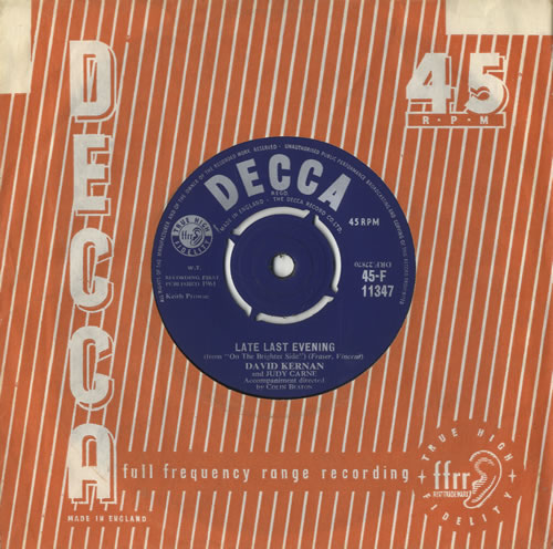 Original Cast Recording Late Last Evening 7" vinyl single (7 inch record / 45) UK 1OC07LA512803