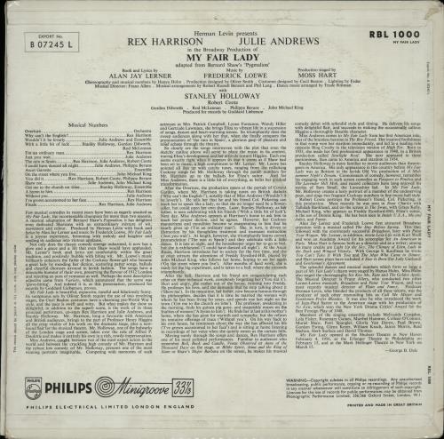 Original Cast Recording My Fair Lady - 2nd - EX vinyl LP album (LP record) UK 1OCLPMY651762