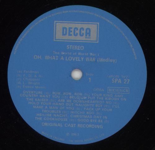 Original Cast Recording Oh, What A Lovely War vinyl LP album (LP record) UK 1OCLPOH699181