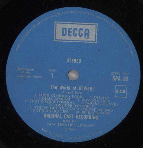 Original Cast Recording Oliver! vinyl LP album (LP record) UK 1OCLPOL563905