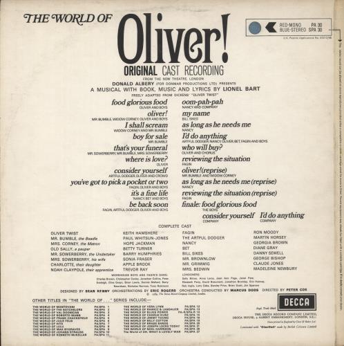 Original Cast Recording Oliver! vinyl LP album (LP record) UK 1OCLPOL563905