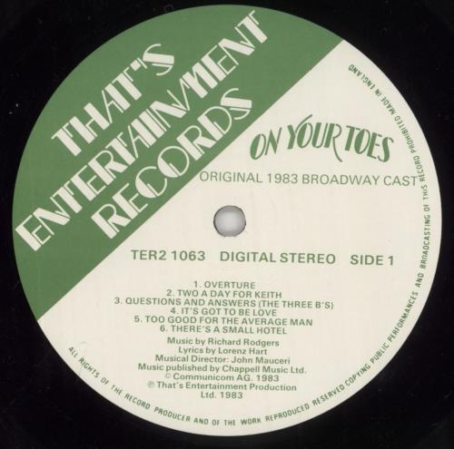 Original Cast Recording On Your Toes - Grammy Stickered Sleeve 2-LP vinyl record set (Double LP Album) UK 1OC2LON863293