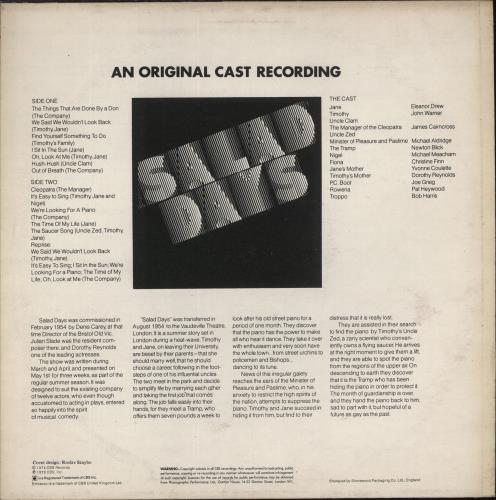 Original Cast Recording Selection Of The Songs From Salad Days vinyl LP album (LP record) UK 1OCLPSE880650