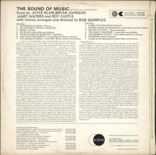 Original Cast Recording The Sound Of Music vinyl LP album (LP record) UK 1OCLPTH726993