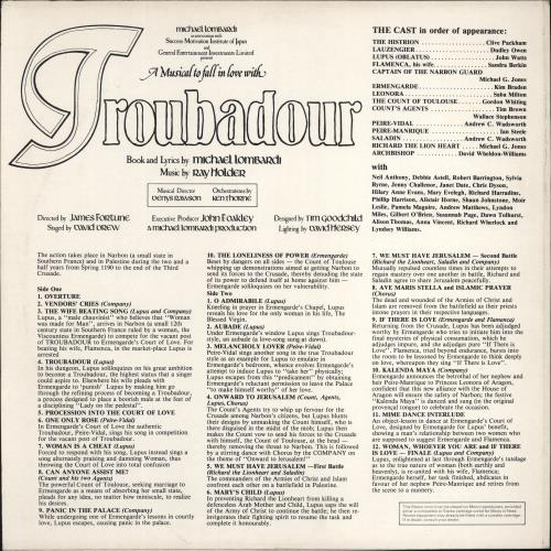 Original Cast Recording Troubadour vinyl LP album (LP record) UK 1OCLPTR779100