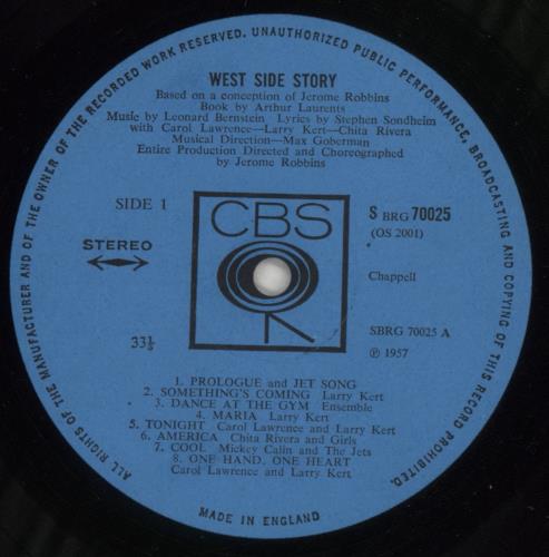 Original Cast Recording West Side Story vinyl LP album (LP record) UK 1OCLPWE880162