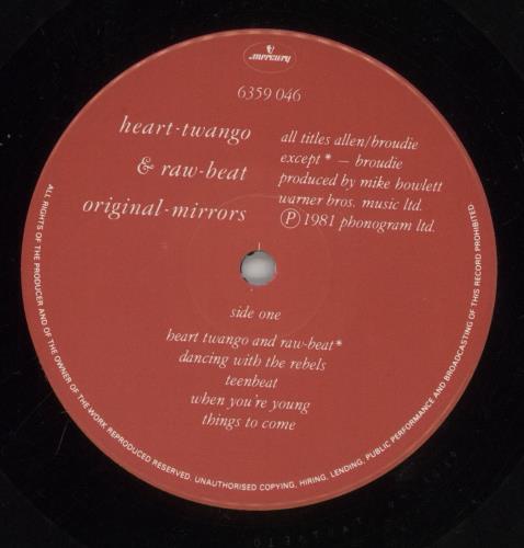 Original Mirrors Heart, Twango And Rawbeat vinyl LP album (LP record) UK OGMLPHE205908