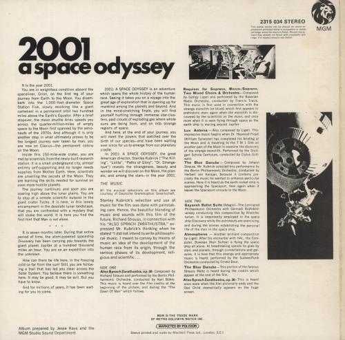 Original Soundtrack 2001: A Space Odyssey vinyl LP album (LP record) UK OSTLPAS131194