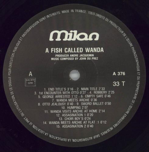 Original Soundtrack A Fish Called Wanda vinyl LP album (LP record) French OSTLPAF811928