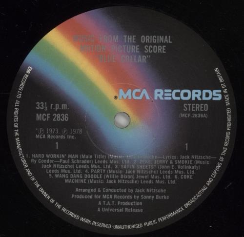Original Soundtrack Blue Collar - hype-sticker vinyl LP album (LP record) UK OSTLPBL75317