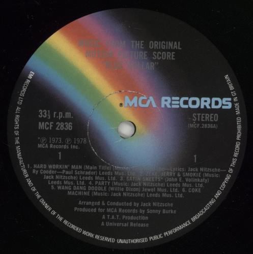 Original Soundtrack Blue Collar vinyl LP album (LP record) UK OSTLPBL877082