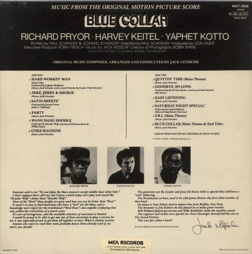 Original Soundtrack Blue Collar vinyl LP album (LP record) UK OSTLPBL877082