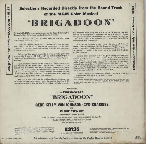 Original Soundtrack Brigadoon vinyl LP album (LP record) Canadian OSTLPBR665423