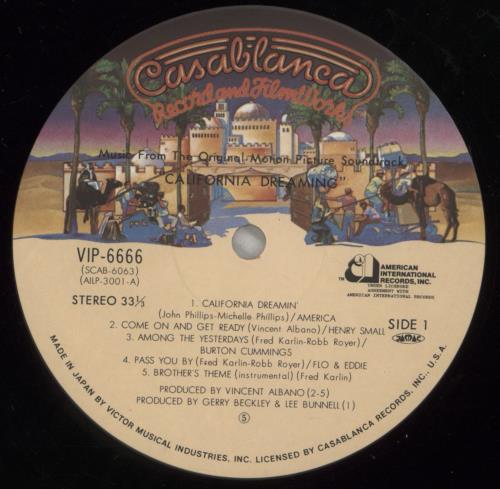 Original Soundtrack California Dreaming vinyl LP album (LP record) Japanese OSTLPCA884282