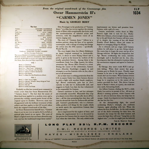 Original Soundtrack Carmen Jones - 2nd vinyl LP album (LP record) UK OSTLPCA563404