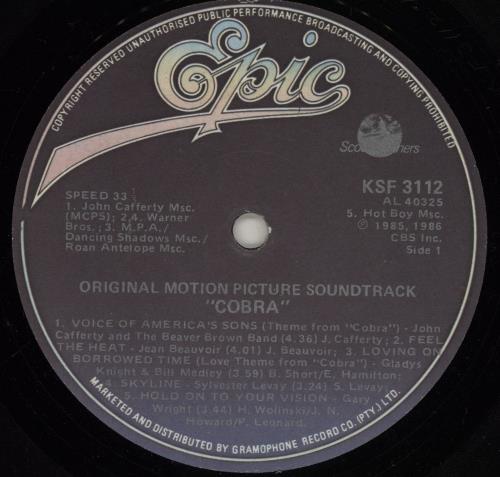 Original Soundtrack Cobra vinyl LP album (LP record) South African OSTLPCO755821