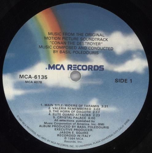 Original Soundtrack Conan The Destroyer vinyl LP album (LP record) US OSTLPCO822963