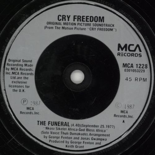 Original Soundtrack Cry Freedom 7" vinyl single (7 inch record / 45) UK OST07CR622739