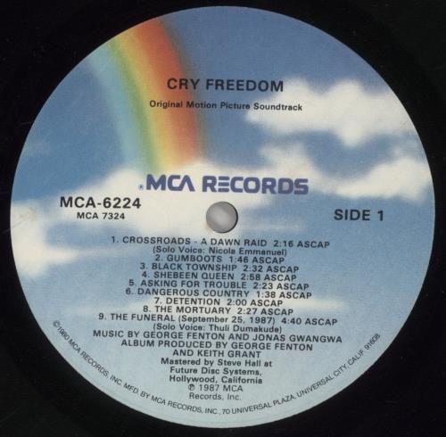 Original Soundtrack Cry Freedom vinyl LP album (LP record) UK OSTLPCR862541