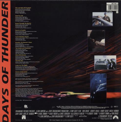 Original Soundtrack Days Of Thunder - Stickered sleeve vinyl LP album (LP record) UK OSTLPDA751549