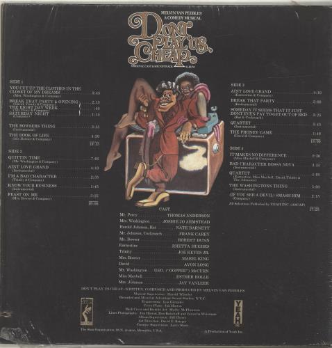 Original Soundtrack Don't Play Us Cheap 2-LP vinyl record set (Double LP Album) US OST2LDO697020