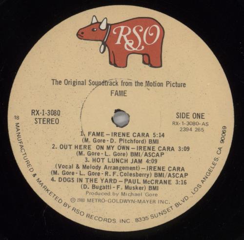 Original Soundtrack Fame + Opened Stickered Shrink vinyl LP album (LP record) US OSTLPFA823459