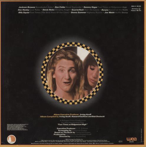 Original Soundtrack Fast Times At Ridgemont High  Music From The Motion Picture vinyl LP album (LP record) German OSTLPFA879194