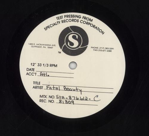 Original Soundtrack Fatal Beauty vinyl LP album (LP record) US OSTLPFA850572