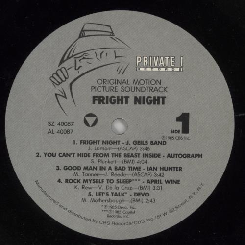 Original Soundtrack Fright Night - shrink vinyl LP album (LP record) US OSTLPFR867110
