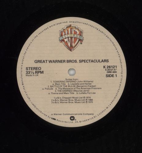 Original Soundtrack Great Warner Bros. Spectaculars vinyl LP album (LP record) UK OSTLPGR776663