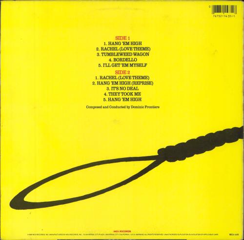 Original Soundtrack HANG 'EM HIGH vinyl LP album (LP record) US OSTLPHA811932