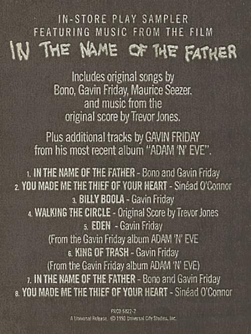 Original Soundtrack In The Name Of The Father Instore Play Sampler CD album (CDLP) US OSTCDIN71679