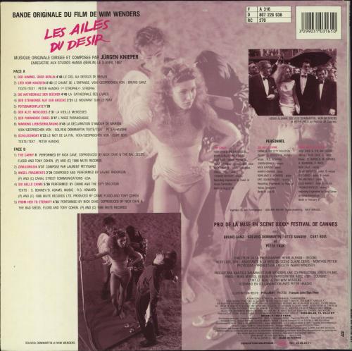 Original Soundtrack Les Ailes Du Desir vinyl LP album (LP record) French OSTLPLE794374