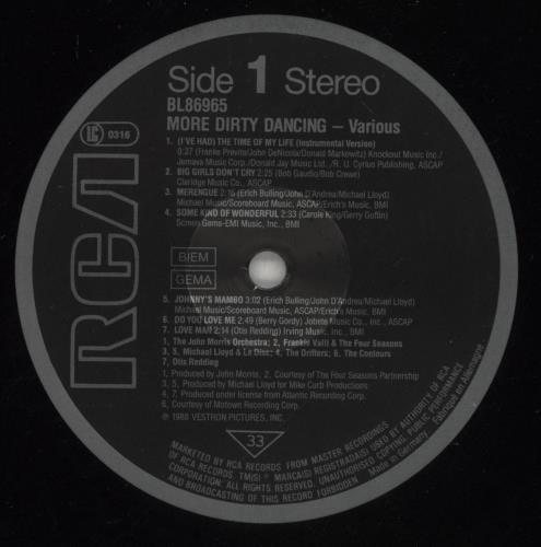 Original Soundtrack More Dirty Dancing vinyl LP album (LP record) German OSTLPMO884475