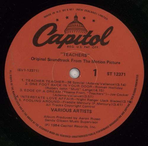 Original Soundtrack Original Soundtrack From The Motion Picture "Teachers" vinyl LP album (LP record) New Zealand OSTLPOR867909