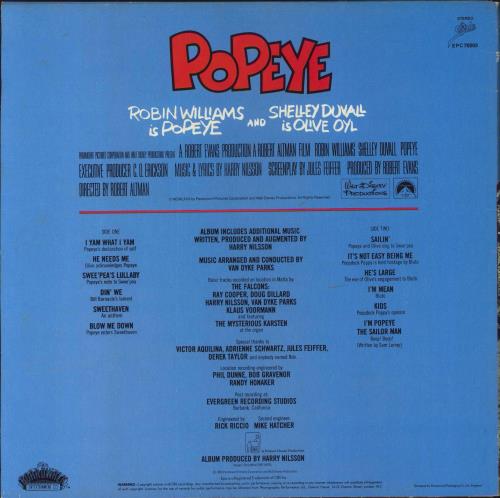 Original Soundtrack Popeye vinyl LP album (LP record) UK OSTLPPO861823